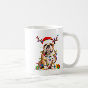 Taza De Café Luces de Navidad de árbol de perro Bulldog Pijama
