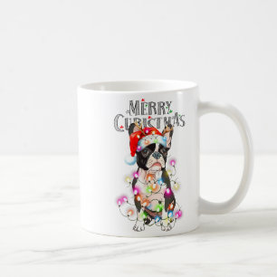 Taza De Café Luces de Navidad de Boston Terrier Perro de Navida
