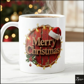 Taza De Café Luces de Navidad de Madera Rústica
