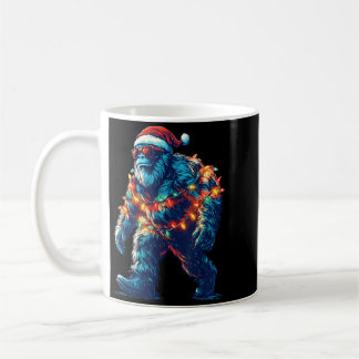 Taza De Café Luces de Navidad de Santa Bigfoot Navidad Sasquatc