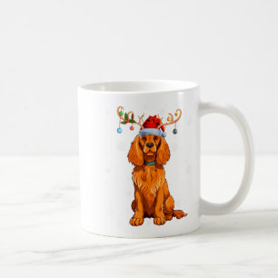 Taza De Café Luces de Navidad Reno Caperucita Santa Spaniel Nav