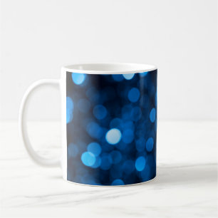 Taza De Café Luces de textura de bokek purpurina azul
