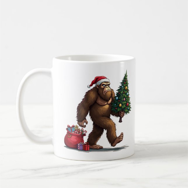 Taza De Café Luces navideñas de Santa Bigfoot (Izquierda)