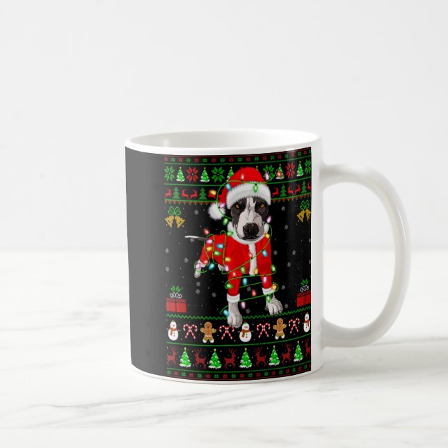 Taza De Café Luces Navideñas Feas Santa Tbull Perro Navidad  (Derecha)