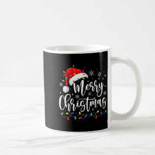 Taza De Café Luces Navideñas Gorro Santa Rojo Navidad Familia M