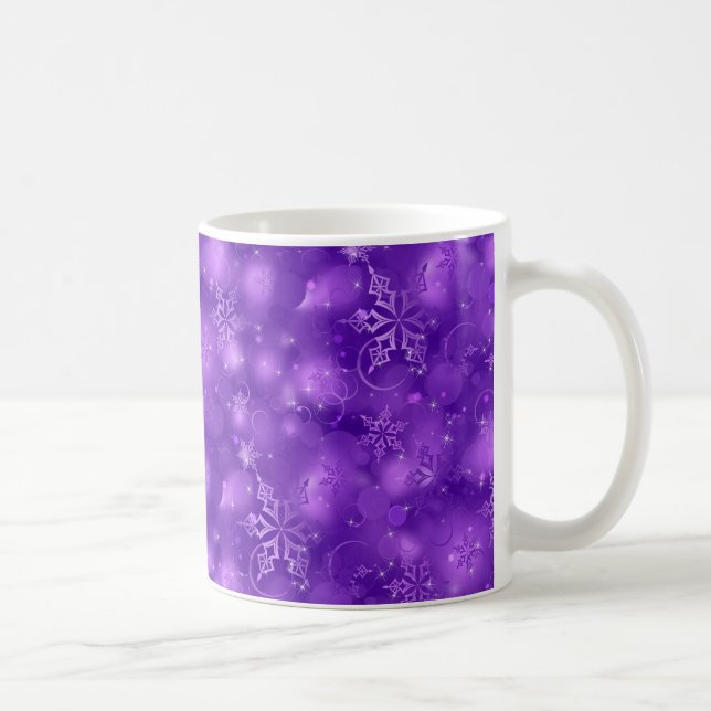 Taza De Café Luces y copos de nieve, morado - Navidades (Derecha)