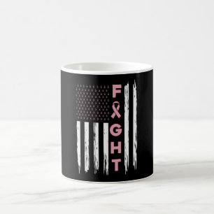 Taza De Café Lucha contra el Cáncer de Seno Bandera Americana R