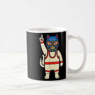 Taza De Café Lucha Libre Gato Lucha Luchador Divertido Retro