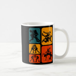 Taza De Café Lucha Libre Silueta Retro Vintage Hombres Wo