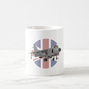 Taza De Café Luchador de Jet Sea Harrier con bandera del Reino 