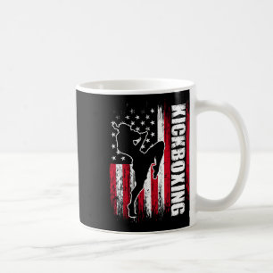 Taza De Café Luchador de Kickboxing de la bandera estadounidens