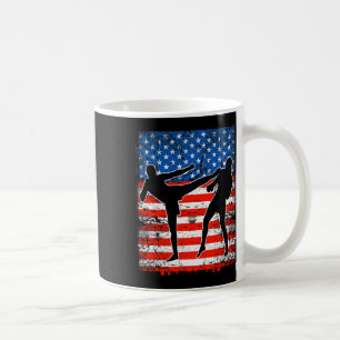 Taza De Café Luchadores de Kickboxing en la Bandera Americana P
