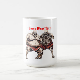 Taza De Café Luchadores De Sumo Skeleton En Acción