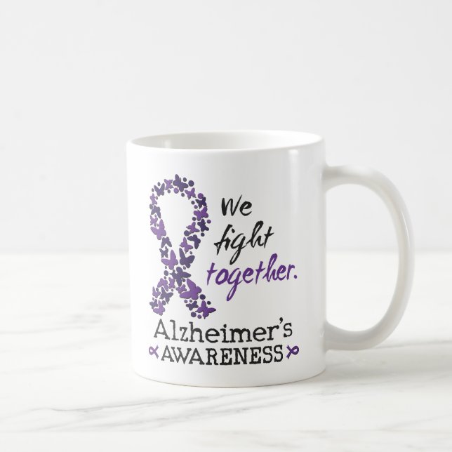 Taza De Café Luchamos juntos - Conciencia sobre el Alzheimer (Derecha)