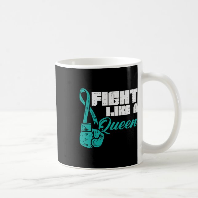 Taza De Café Luchar Como La Reina Verde azulada Guantes De Boxe (Derecha)