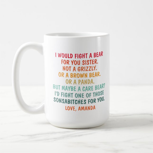 Taza De Café Lucharía por ti, hermana, tazón de café (Izquierda)