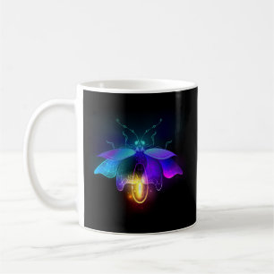 Taza De Café Luciérnaga de neón sobre negro