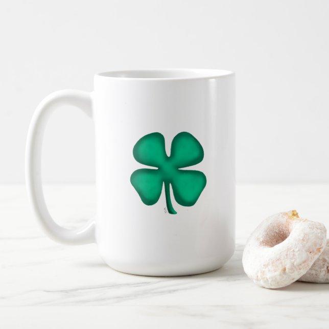 Taza De Café Lucky 4 Leaf Irish Clover gran mugre (Con donut)