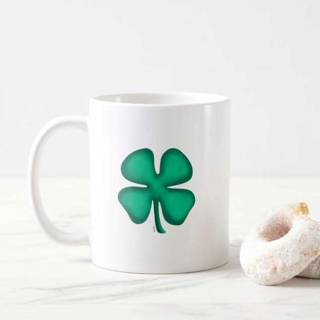 Taza De Café Lucky 4 Leaf Irish Clover mug (Con donut)