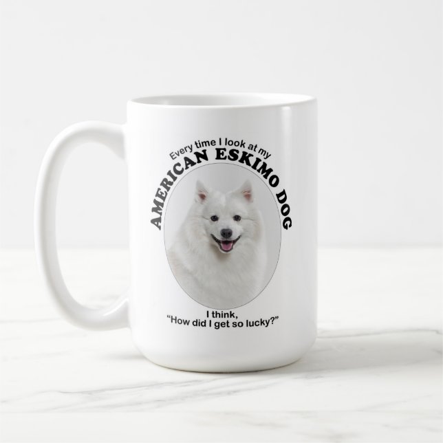Taza De Café Lucky American Eskimo Dog (Izquierda)