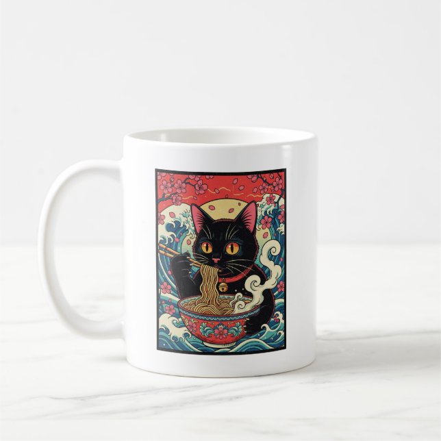 Taza De Café Lucky Cat Ramen Noodle Art (Izquierda)