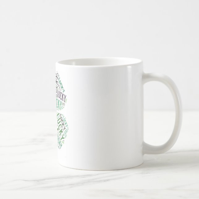 Taza De Café Lucky Clover Word Art (Derecha)