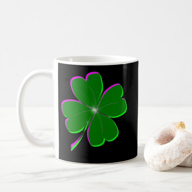 Taza De Café Lucky Four Leaf Clover (Con donut)