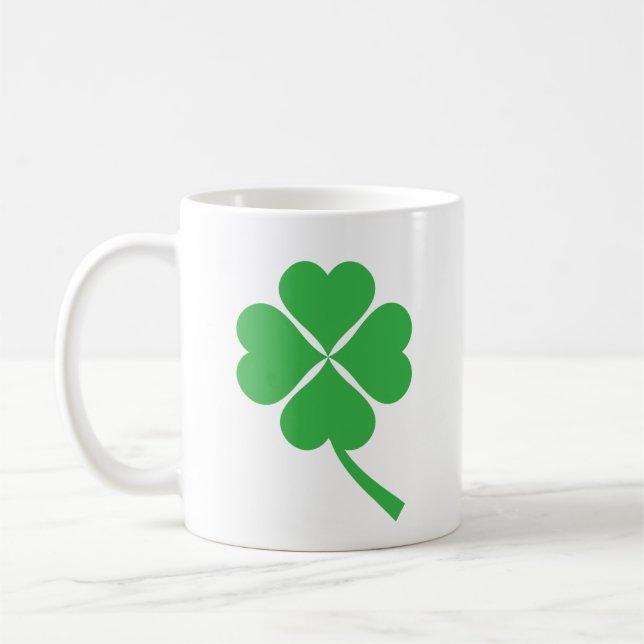 Taza De Café Lucky Four Leaf Shamrock Design-87906 (Izquierda)