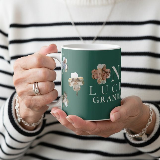 Taza De Café Lucky Grandma Green Shamrock Photo (Lucky Grandma Green Shamrock Photo Coffee Mug)