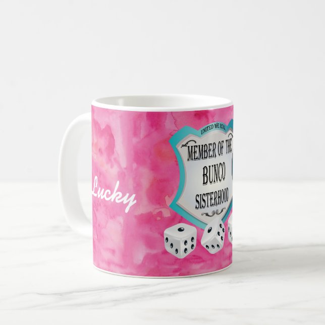Taza De Café Lucky Monogram Pink Bunco Sisteria (Anverso izquierdo)