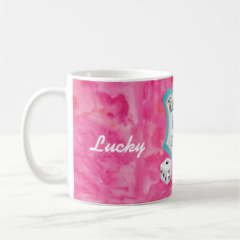 Taza De Café Lucky Monogram Pink Bunco Sisteria