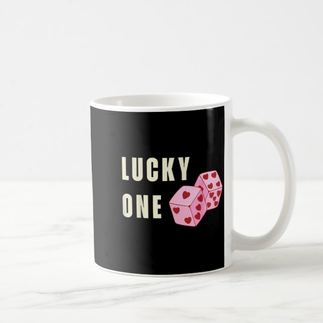 Taza De Café Lucky One Heart Dice Couples Matching Valentines D (Derecha)
