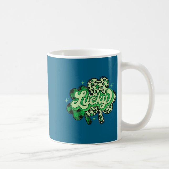 Taza De Café Lucky Shamrock Leopard,checkered Patricks Day Funn (Derecha)