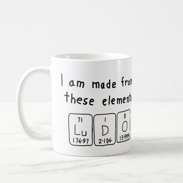 Taza De Café Ludo nombre de tabla periódica mug (Izquierda)