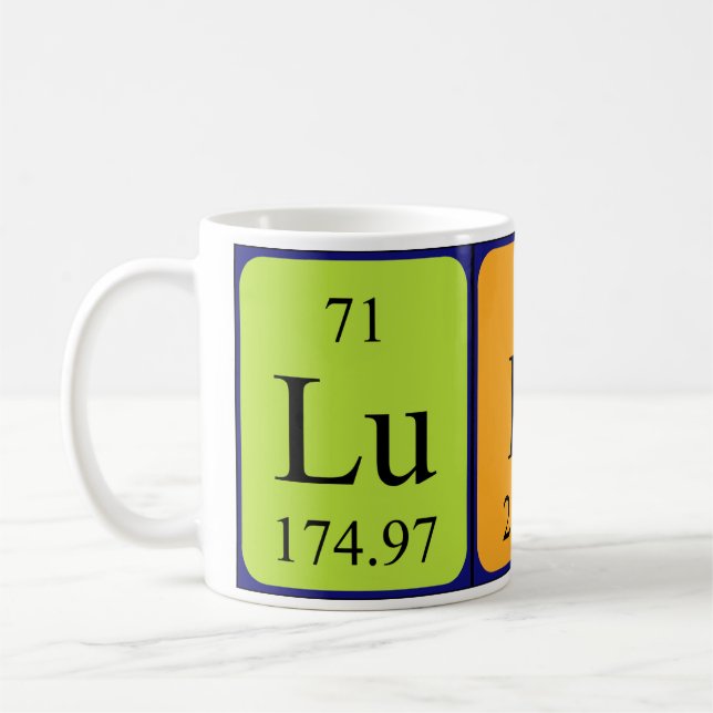 Taza De Café Ludo nombre de tabla periódica mug (Izquierda)