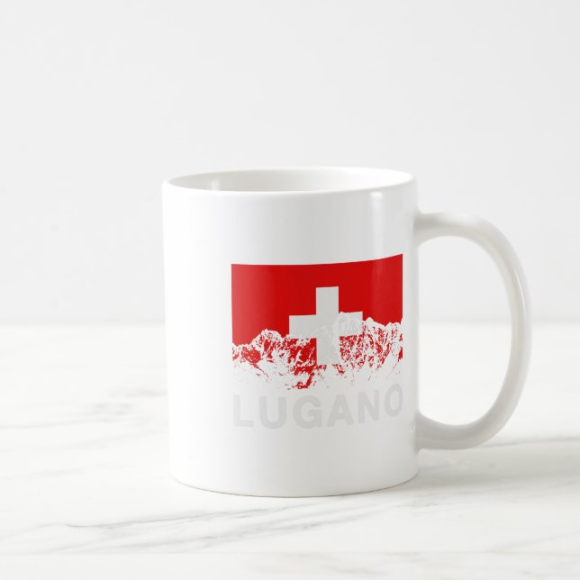 Taza De Café Lugano Suiza Bandera Suiza (Derecha)