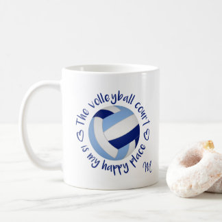 Taza De Café lugar alegre de la cancha de voleibol azul oscuro