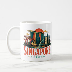 Taza De Café Lugar emblemático de arte de viaje vintage de Sing