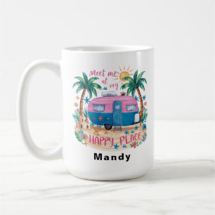 Taza De Café Lugar Feliz Personalizado de Viaje Camping