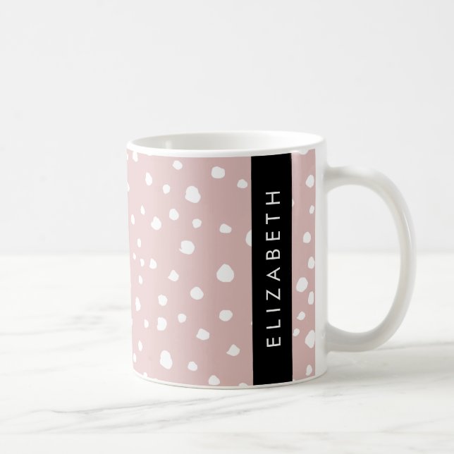 Taza De Café Lugares dálmatas rosados, puntos dálmatas, tu nomb (Derecha)