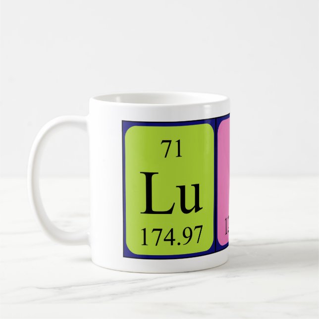 Taza De Café Luise periódica table name mug (Izquierda)