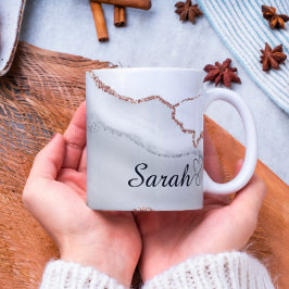 Taza De Café Lujo Gray Gold Personalizado Abstract Marble Mug