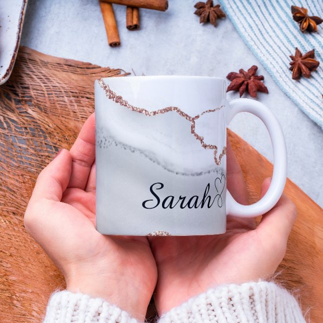 Taza De Café Lujo Gray Gold Personalizado Abstract Marble Mug (Subido por el creador)