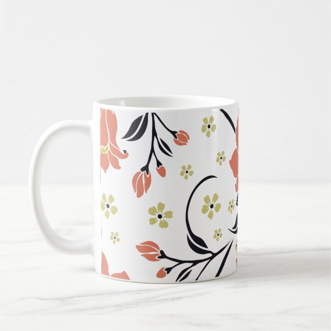 Taza De Café Lujo incomparable con flor de flores, encaje,  (Izquierda)