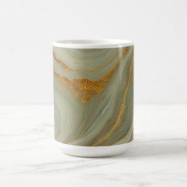 Taza De Café Lujo Onix con oro y verde