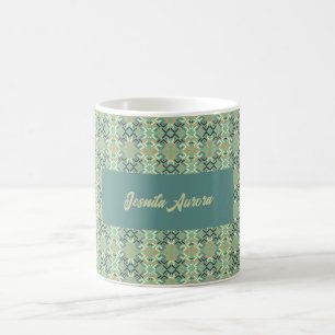 Taza De Café Lujo verde salvia geométrico tribal sin costuras