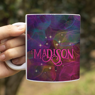 Taza De Café Lujosas chispas coloridas monograma humo