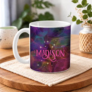 Taza De Café Lujosas chispas coloridas monograma humo