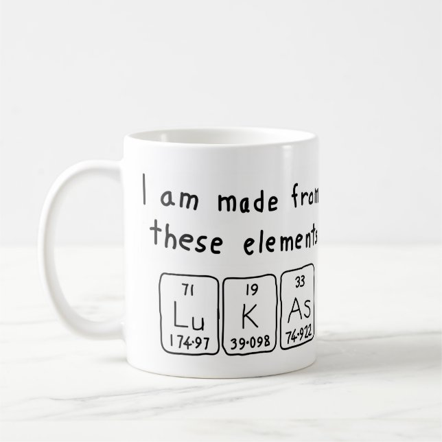 Taza De Café Lukas periódica nombre de tabla mug (Izquierda)
