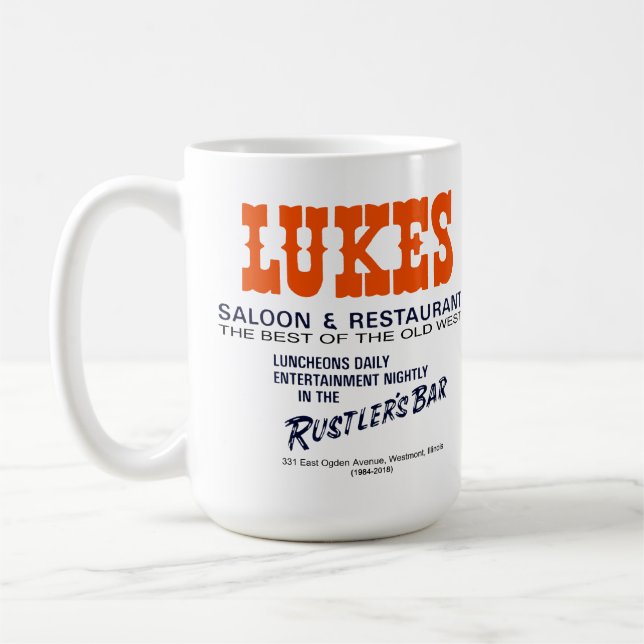 Taza De Café Lukes Saloon and Restaurant, Westmont, IL (Izquierda)